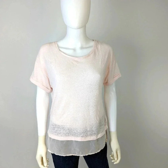 Banana Republic Pale Pink Linen Blouse M - Picture 3 of 6